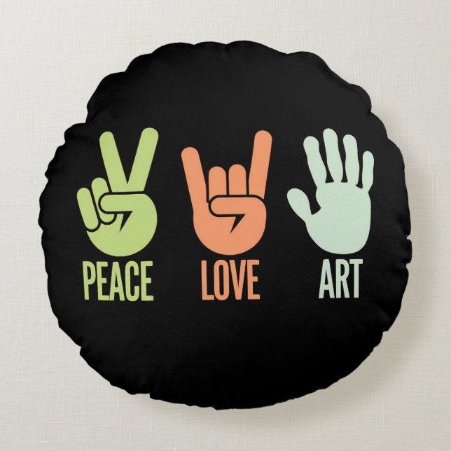 Coussins Ronds Peace Love Art - Expression créative (Devant)