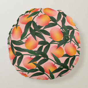 Coussins Ronds Peach Fruit rose Arrière - plan Motif.