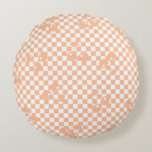 Coussins Ronds Peach Fuzz Cherry En vichy Motif