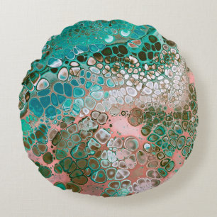 Coussins Ronds Peach & Turquoise Acrylic pour Abstract