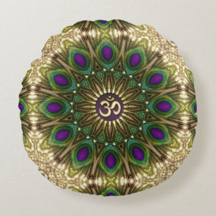 Coussins Ronds Peacock Bohemian Mandala OM Yoga Round Cushion