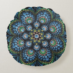 Coussins Ronds Peacock Dot Mandala Lance Oreiller