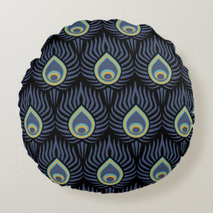 Coussins Ronds Peacock Feather : Motif élégant.