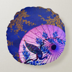 Coussins Ronds Peacock oriental parasol japonais cerisier fleurs