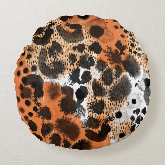 Coussins Ronds Peau animale : motif léopard créatif. (Devant)