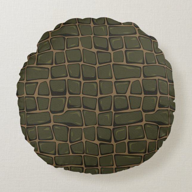 Coussins Ronds Peau de crocodile moderne embouteillée (Devant)
