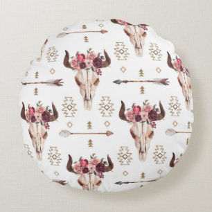 Coussins Ronds Peau de taureau natif et flèches patte sans soudur