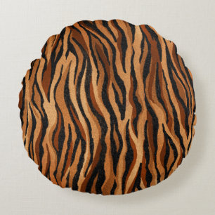 Coussins Ronds Peau de tigre : motif sans couture dessiné à la ma