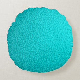 Coussins Ronds peau en cuir turquoise texture peau