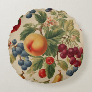 Coussins Ronds Pêche Française, Cerises, Bluederies, Poires, Pomm