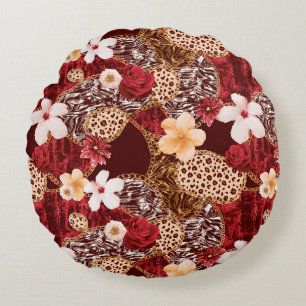 Coussins Ronds Peinture à la main Abstraite aquarelle Leopard Zeb