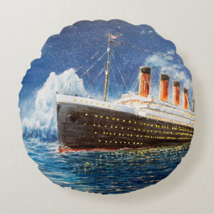 Coussins Ronds  peinture à l'huile sur Titanic et iceberg dans l'