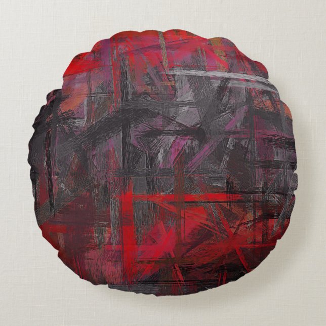 Coussins Ronds Peinture Abstraite | Couleurs dynamiques (Devant)