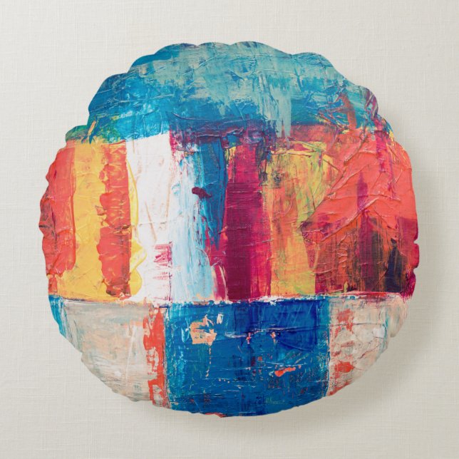 Coussins Ronds Peinture abstraite multicolore (Devant)