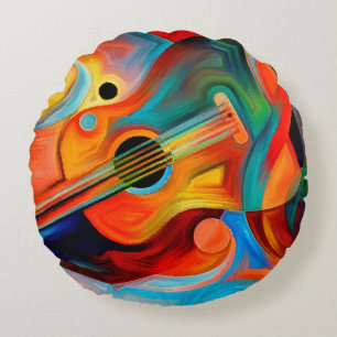 Coussins Ronds Peinture Abstraite sur le thème de la musique et d
