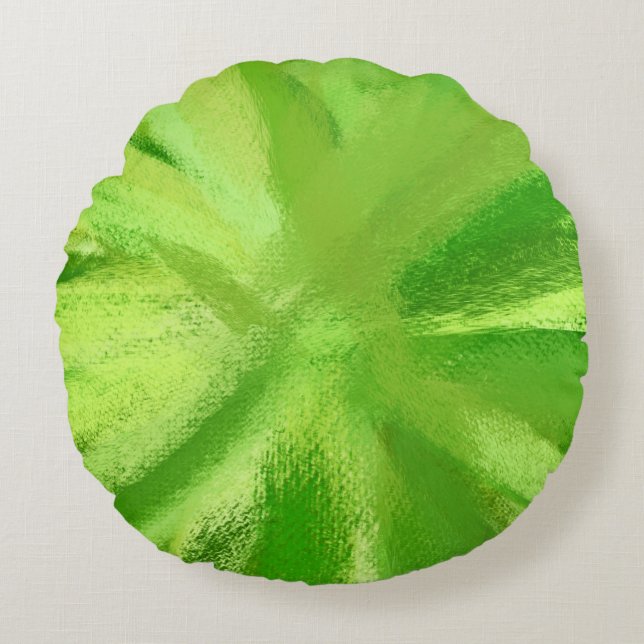 Coussins Ronds Peinture Abstraite Verte Art (Devant)