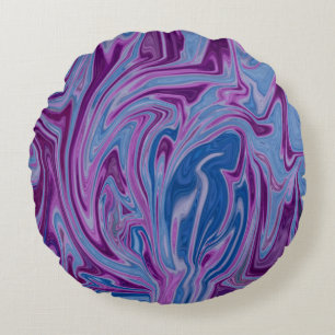 Coussins Ronds Peinture abstraite violette et bleue