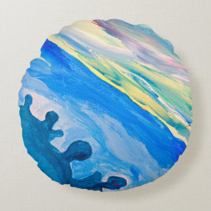 Coussins Ronds Peinture acrylique colorée, arrière - plan texturé