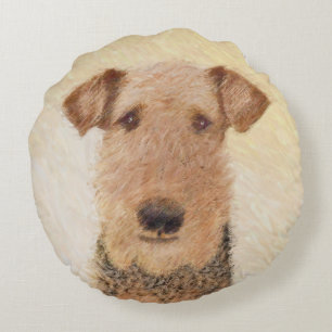 Coussins Ronds Peinture Airedale Terrier - Cute Original Art