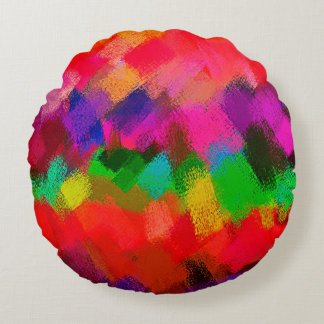 Coussins Ronds Peinture Colorée Abstraite #4