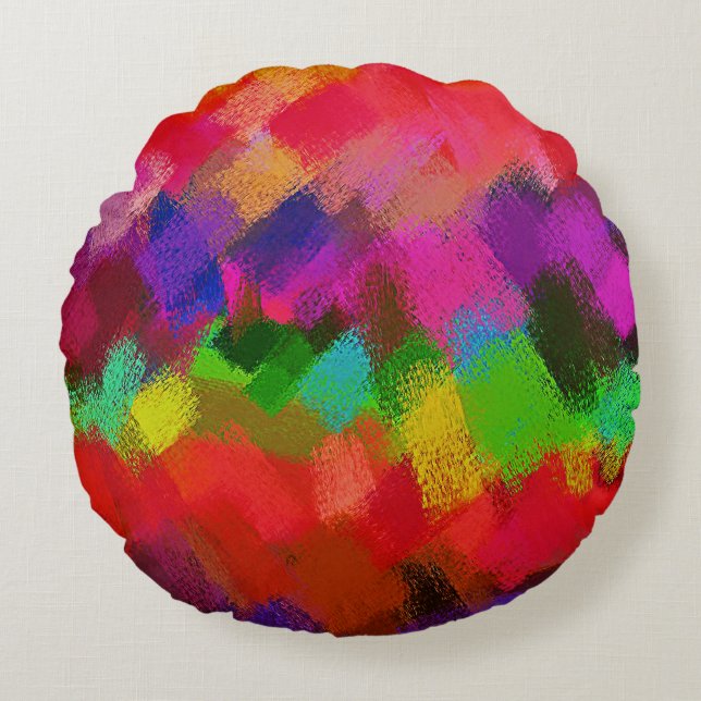 Coussins Ronds Peinture Colorée Abstraite #4 (Devant)