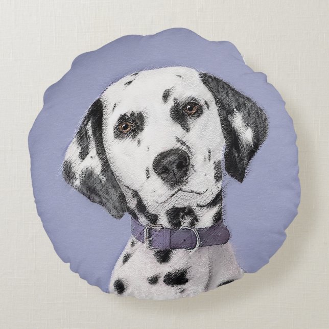Coussins Ronds Peinture Dalmatienne - Cute Original Chien Art (Dos)