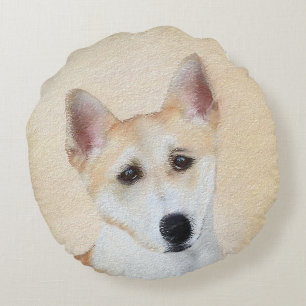 Coussins Ronds Peinture de Chiens canadiens - Cute art original d