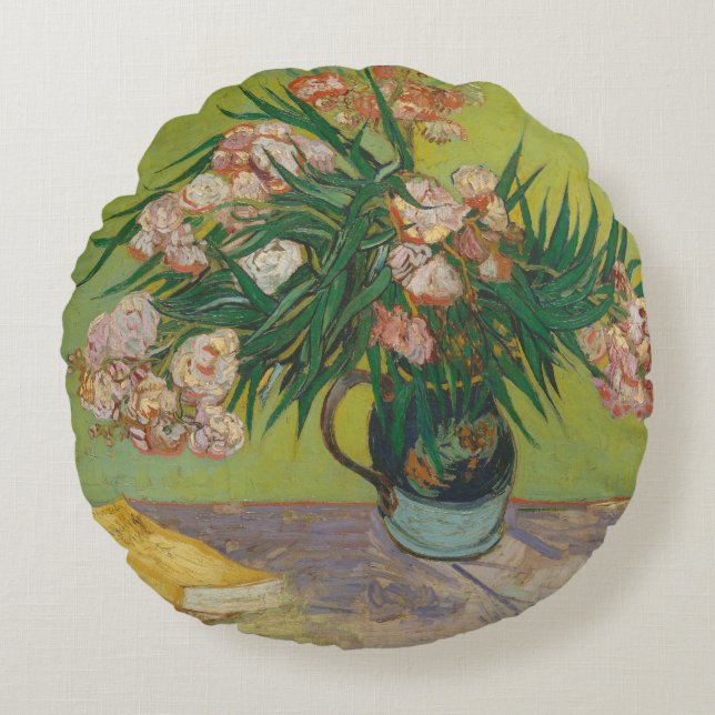 Coussins Ronds Peinture de fleurs d'oléandre de Vincent Van Gogh (Devant)