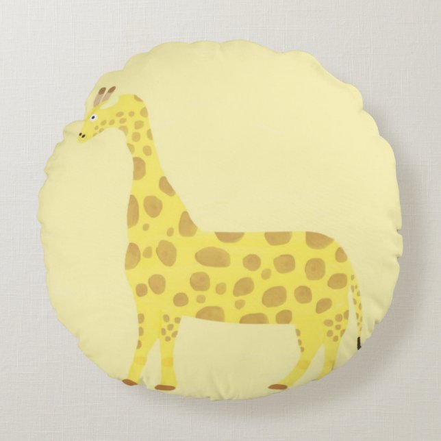 Coussins Ronds peinture de girafe (Devant)