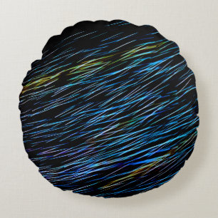Coussins Ronds Peinture de lumière bleue turquoise 1