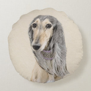 Coussins Ronds Peinture de Saluki (Faune) - Cute Original Chien A