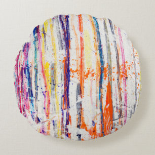 Coussins Ronds Peinture éclaboussée sur fond blanc, art, fin