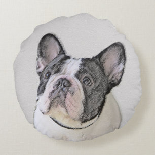 Coussins Ronds Peinture française de Bulldog (Pied de broche) - A
