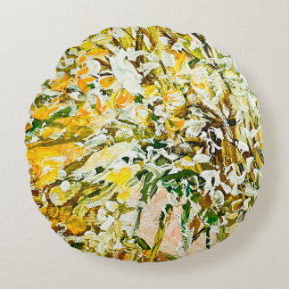 Coussins Ronds Peinture gaufrée expressive sur toile, créée à l'a