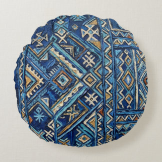 Coussins Ronds Peinture géométrique africaine Imprimée sur Impast