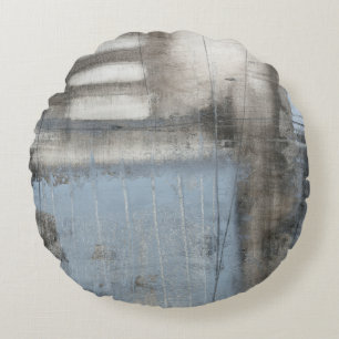Coussins Ronds Peinture grise et bleue abstraite