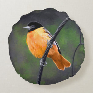 Coussins Ronds Peinture orientale - Art original pour les oiseaux