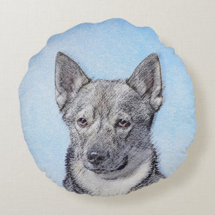 Coussins Ronds Peinture Suédoise Vallhund - Cute Original Chien A
