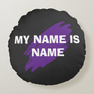 Coussins Ronds Peinture violette texte personnalisé
