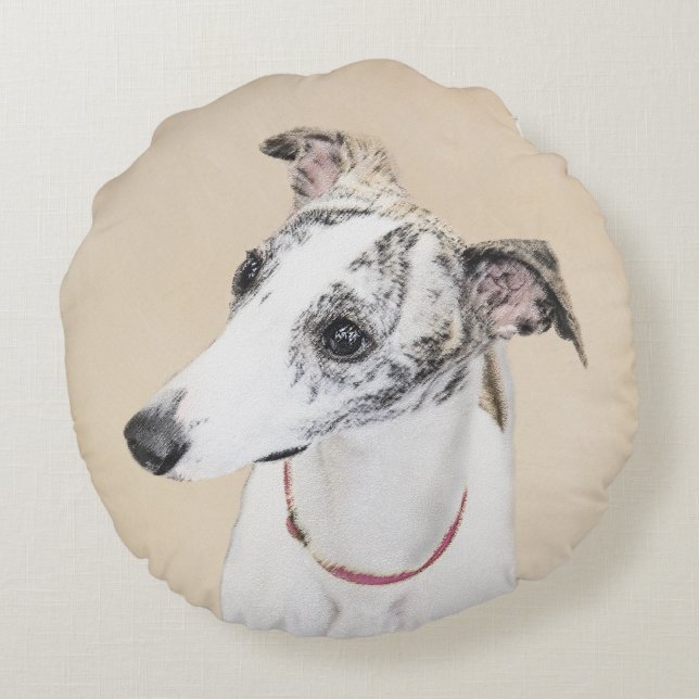 Coussins Ronds Peinture Whippet - Jolie art original chien (Dos)