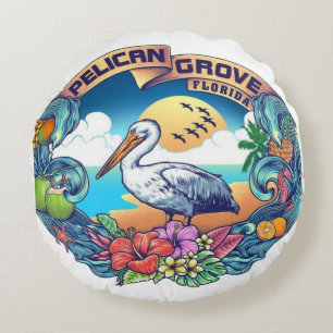 Coussins Ronds "Pelican Grove, Floride : Où la tranquillité renco
