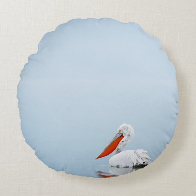 COUSSINS RONDS PELICAN SUR EAU BLEU (Devant)