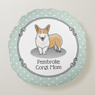 Coussins Ronds Pembroke Welsh Corgi Maman (rouge 1) Chien Maman M