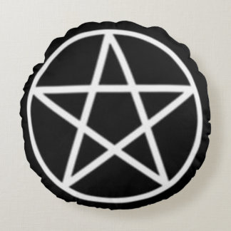 Coussins Ronds "Pentacle Wiccan Classique Noir Et Blanc" 