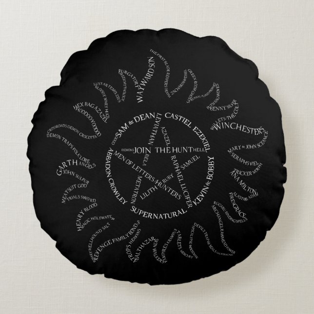 Coussins Ronds Pentagramme de typographie surnaturelle (Devant)
