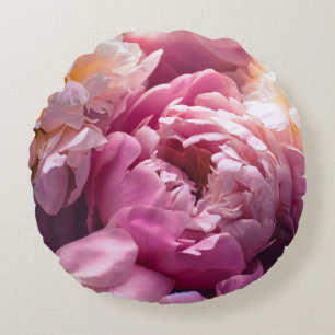 Coussins Ronds Peonies roses : Art Floral Luxueux.