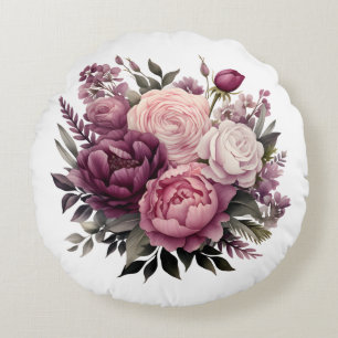 Coussins Ronds Peonies Roses rose blanc violet Floral Flower