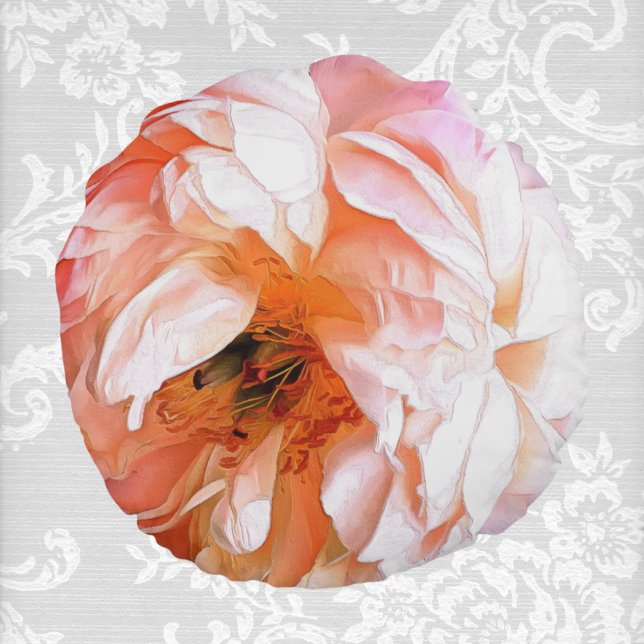 Coussins Ronds Peony rose et pêche haut de la main (Créateur téléchargé)