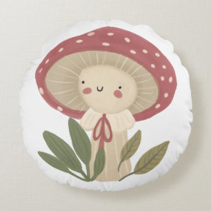 Coussins Ronds Pépinière Aquarelle Petit bébé champignon