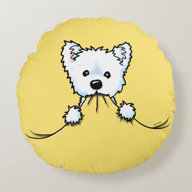 Coussins Ronds Pépinière Westie Cute Aggression (Devant)